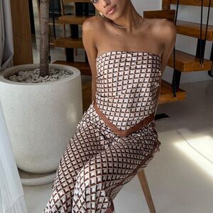 Geometric Brown Crop Top